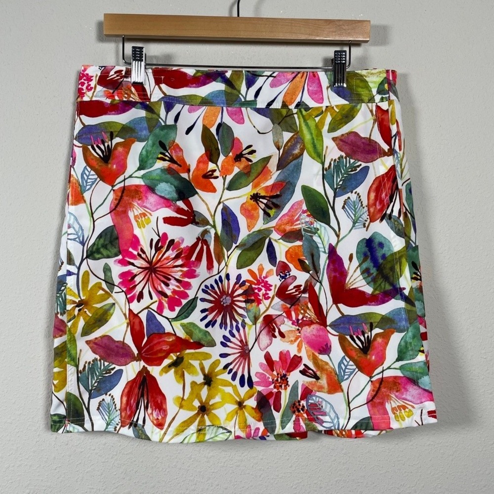 RipSkirt Hawaii Floral Wrap Skirt Womens XL White Multi Tropical Beach Vacation